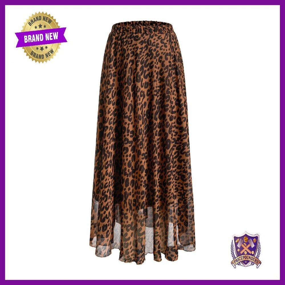 Plus Size Chiffon Maxi Skirt High Waisted Flare Y2K Trendy